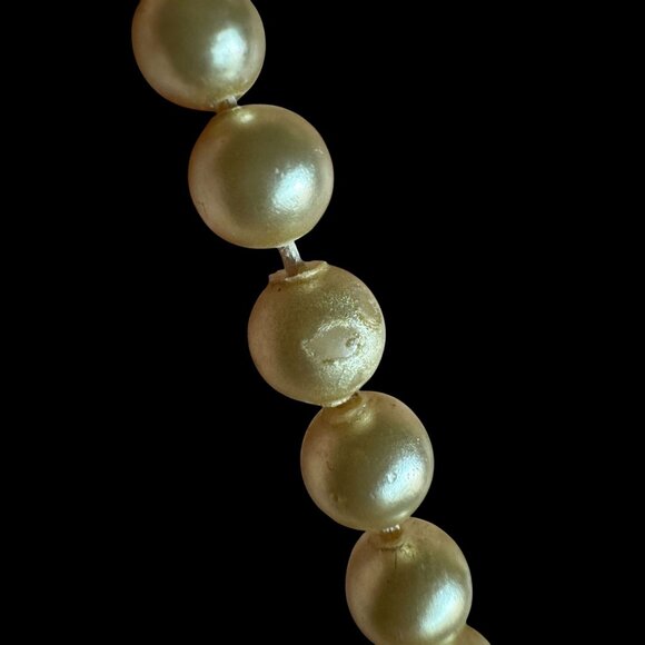 Vtg Sterling 925 Box Clasp Faux Cream Pearl Double-Strand 14" Art Deco Necklace - Picture 7 of 16
